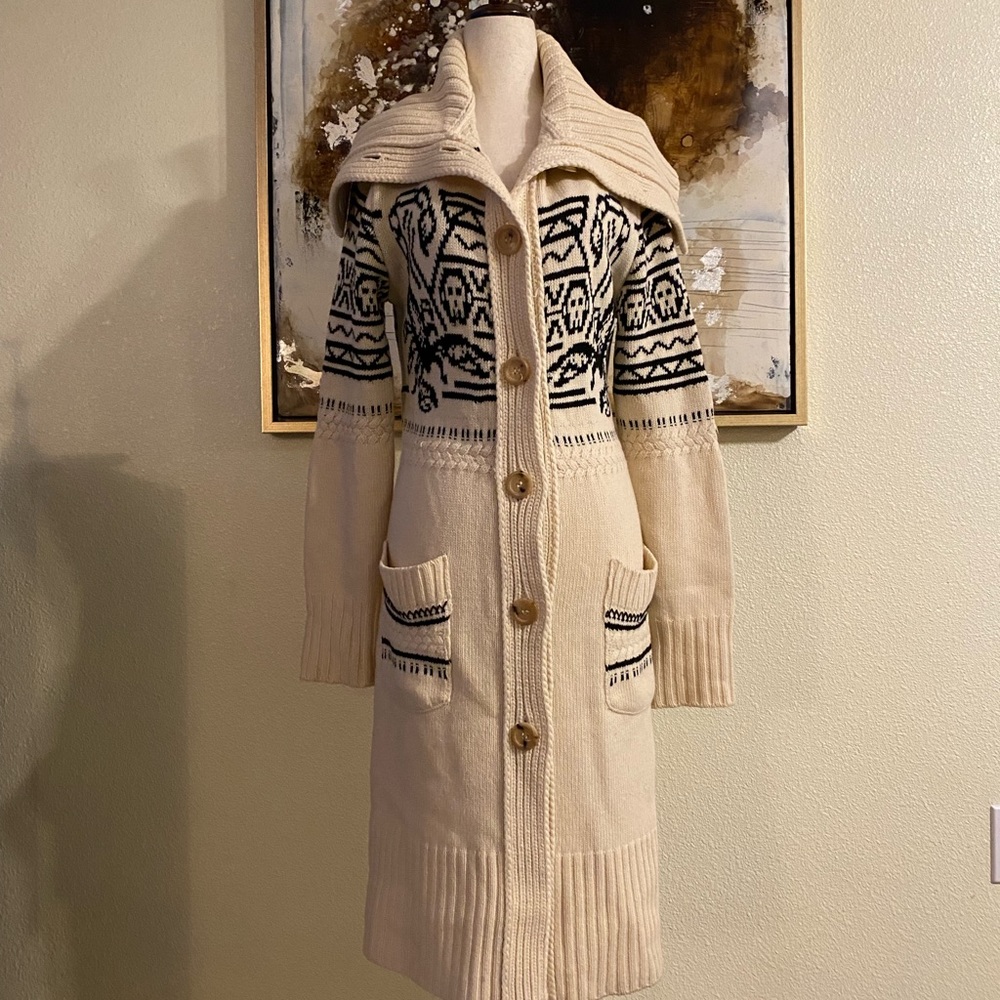 Alexander McQueen MCQ Cowichan 100% Lana wool duster sweater jacket size S